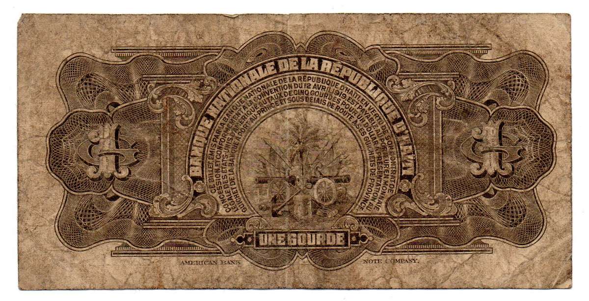 1919 Haiti 1 Gourde Pick#174 well circulated