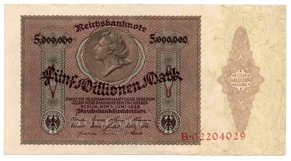 1923 German Berlin Reichsbanknote 5 Million Mark Pick#90