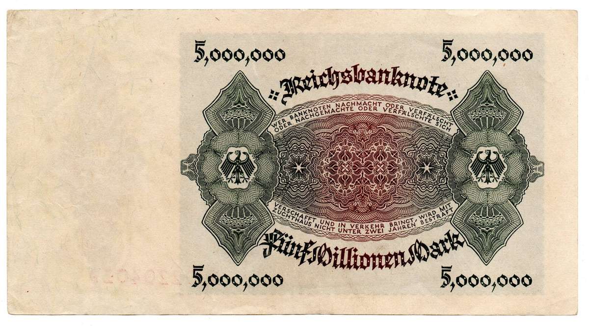 1923 German Berlin Reichsbanknote 5 Million Mark Pick#90