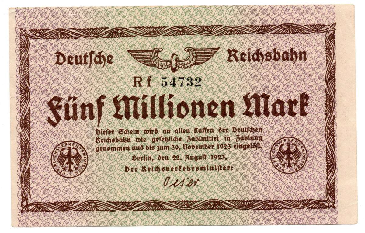 1923 German Berlin 500 Million Mark, left top corner tear