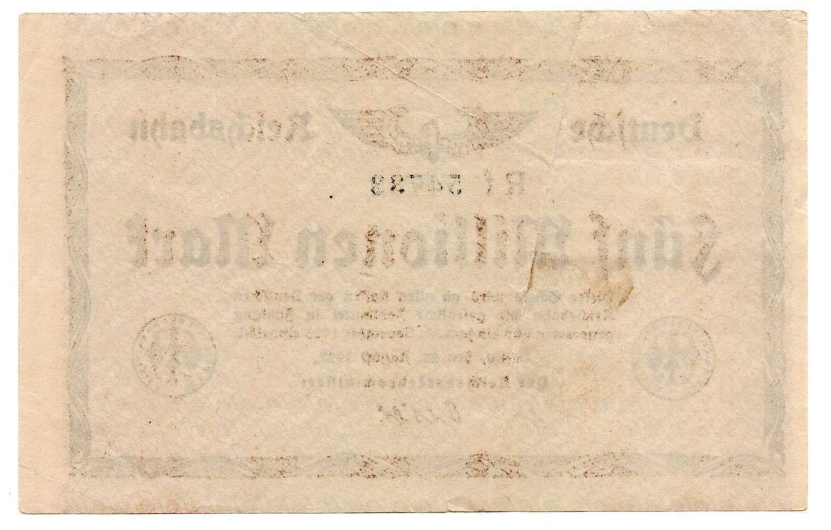 1923 German Berlin 500 Million Mark, left top corner tear
