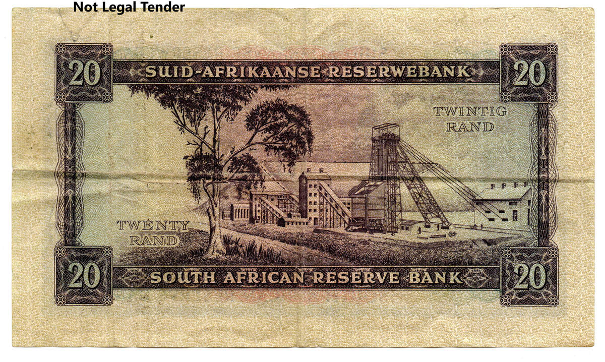 1962 South Africa Type 2 First Issue G Rissik R20, folds and creases, top edge tear and 2 staple hol