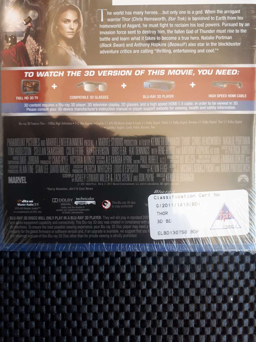 Blue ray DVD LIMITED 3D DVD Thor sealed new
