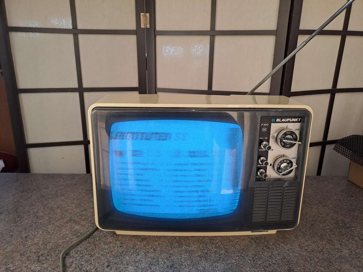 Vintage 1970's Blaupunkt black and white portable tv with built in radio