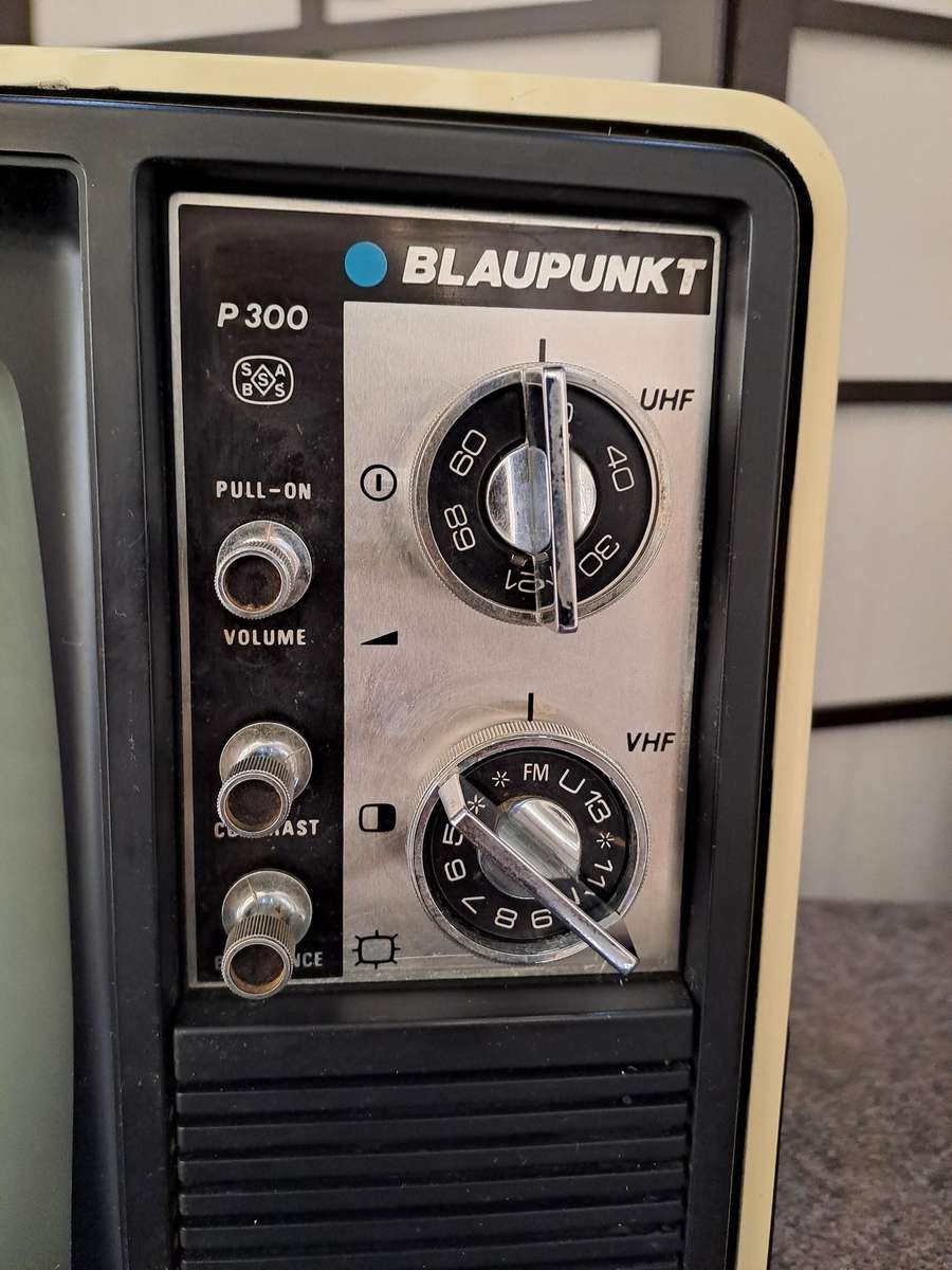 Vintage 1970's Blaupunkt black and white portable tv with built in radio