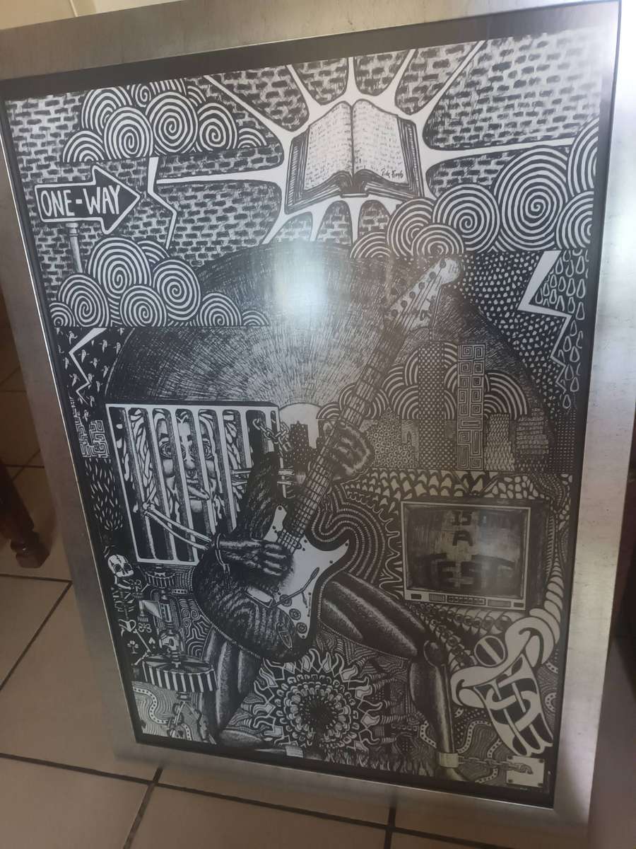 Three framed psychedelic posters for sale