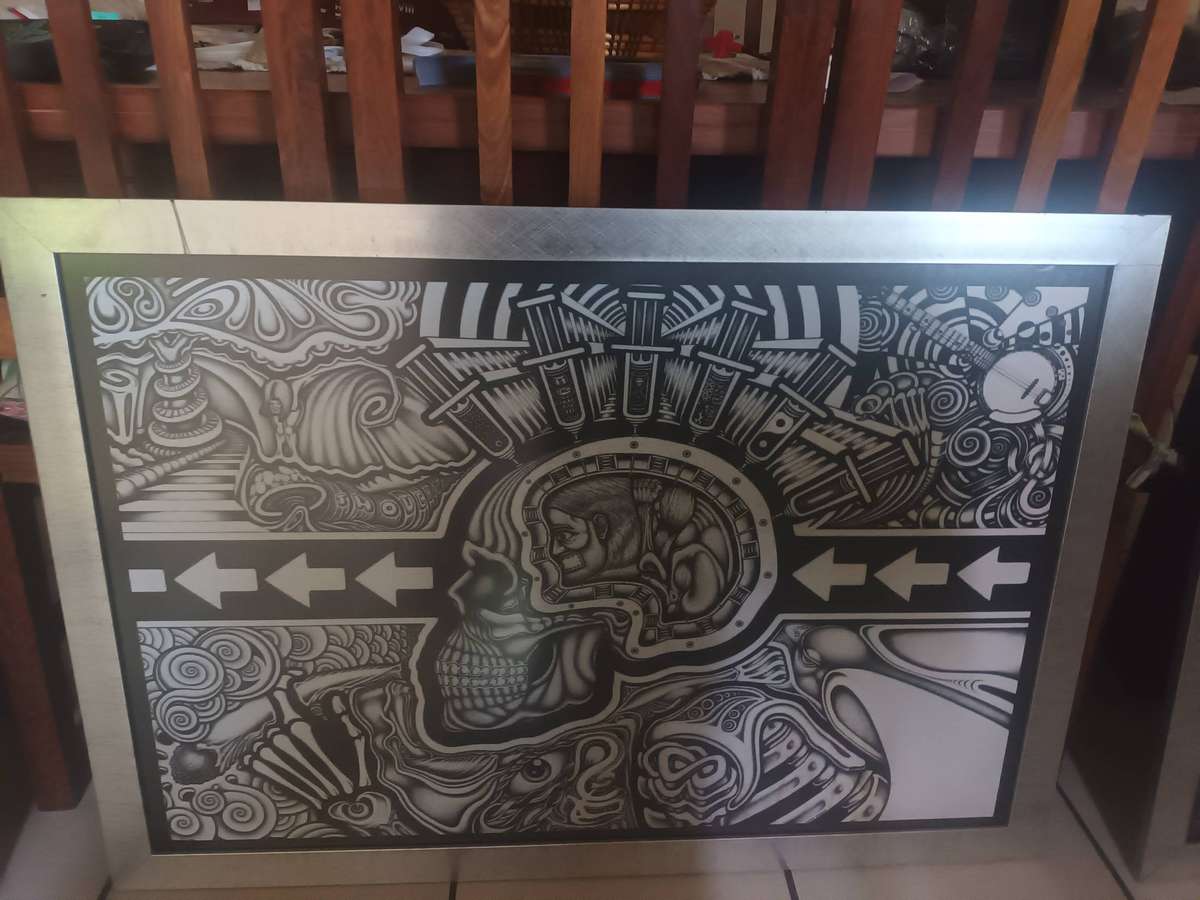 Three framed psychedelic posters for sale