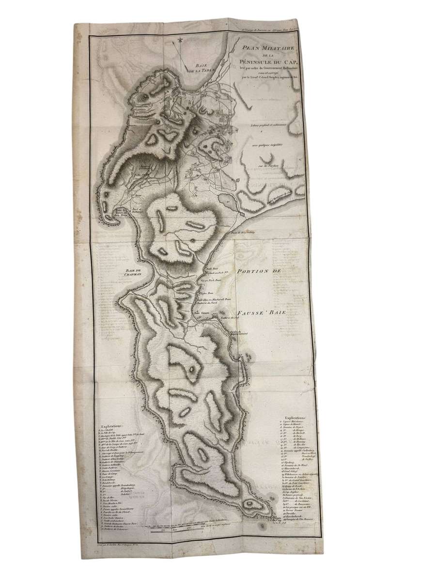 Antique MILITARY MAP OF THE CAPE PENINSULA (Published 1806) Size: 58cm x 25.5cm