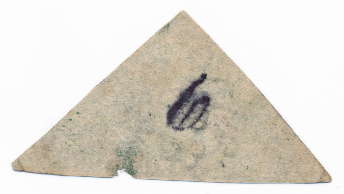 1855 to 1858 Cape Of Good Hope - One Shilling - Triangular Stamp - Yellow Green