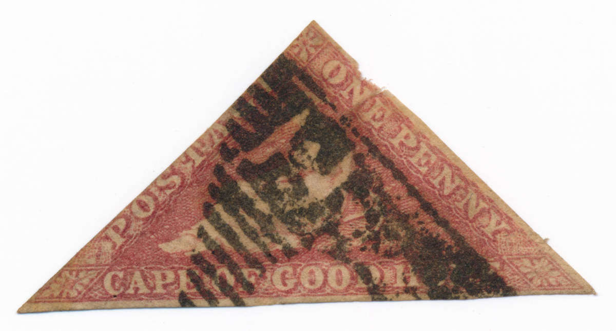 1863 to 1864 Cape Of Good Hope - One Penny - Triangular Stamp - Brown Red