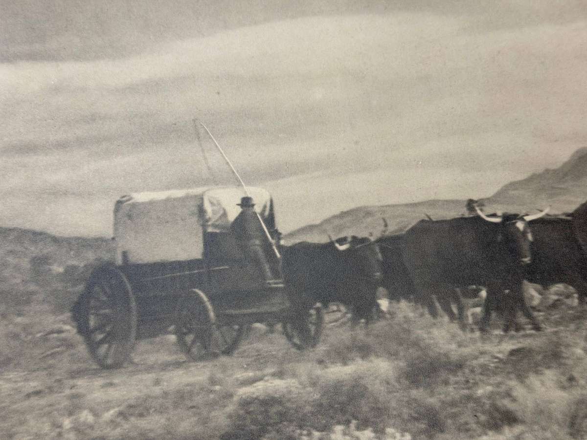 Large 1938 Voortrekker Centenary Commemorative Ox-Wagon Print (56 cm x 45.5 cm)