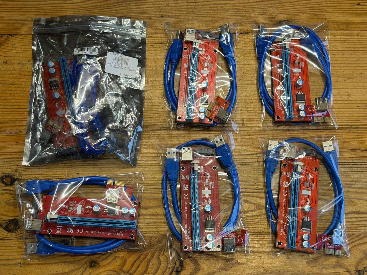 USB 3.0 PCI-E 1X TO 16X Exender Riser Cards ( 1 x New & 5 x Used )