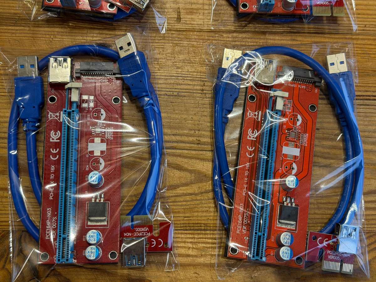 USB 3.0 PCI-E 1X TO 16X Exender Riser Cards ( 1 x New & 5 x Used )