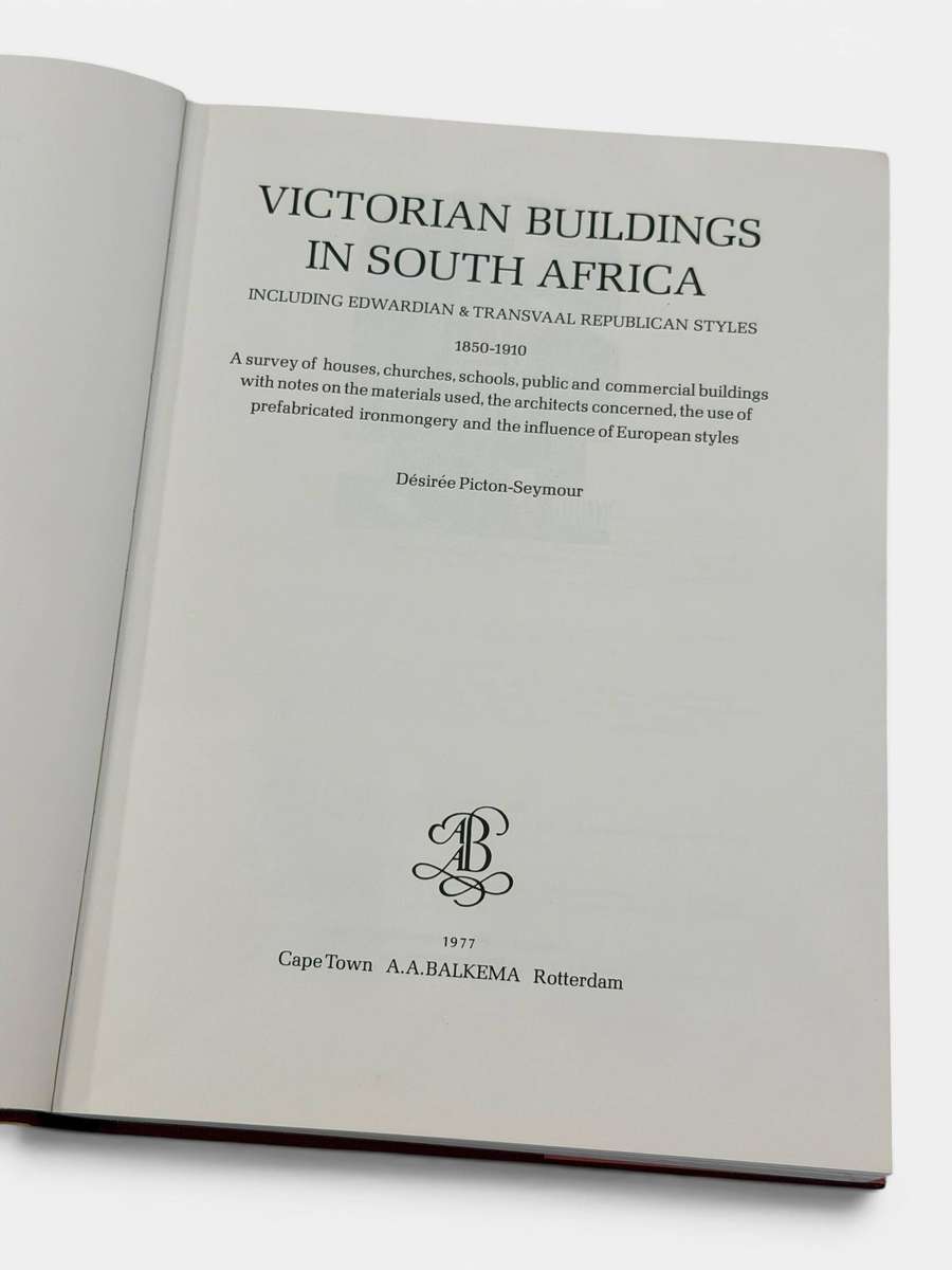 Book - Victorian Buildings In South Africa 1977 - With Dust Jacket - Great Condition!