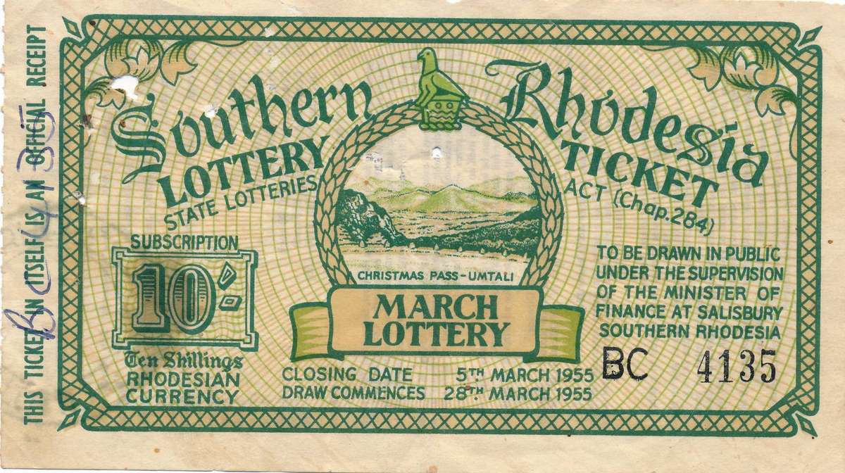 Southern Rhodesia Lottery Ticket Circa 1955