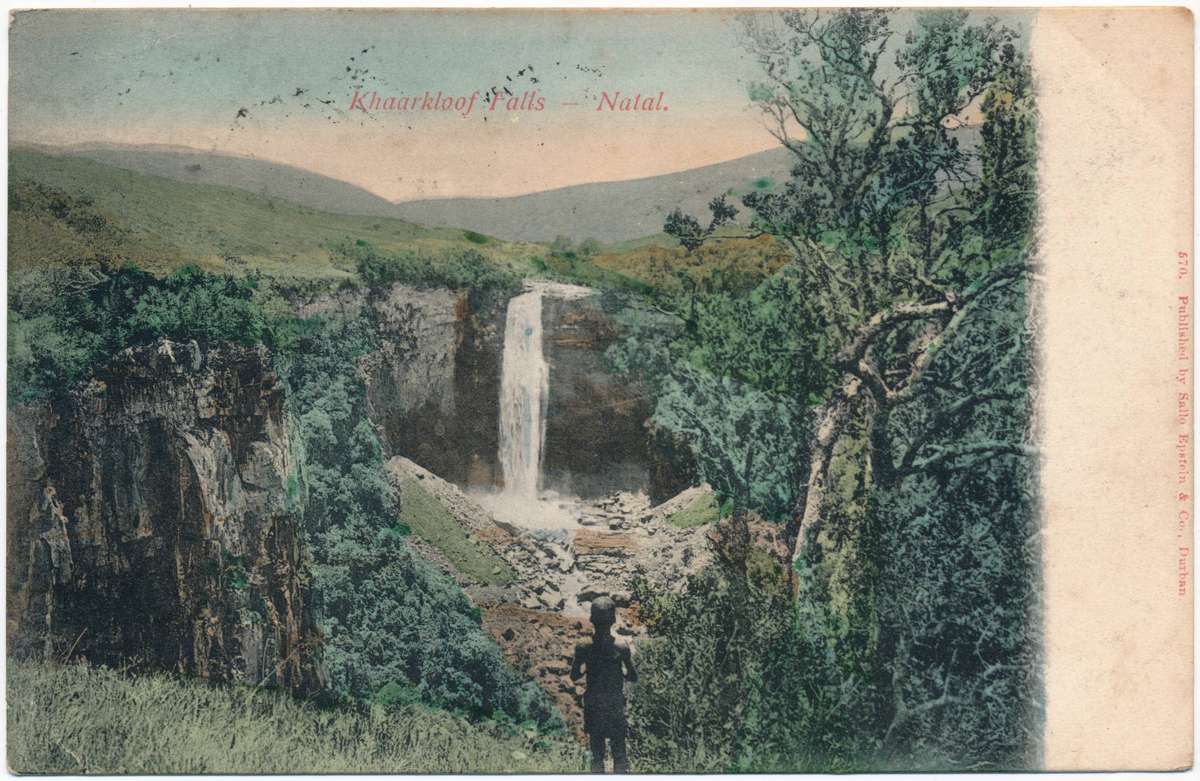 South African Landscape - Antique Photo Postcard - Hand Coloured - Natal Rubber Stamp - Circa 1906