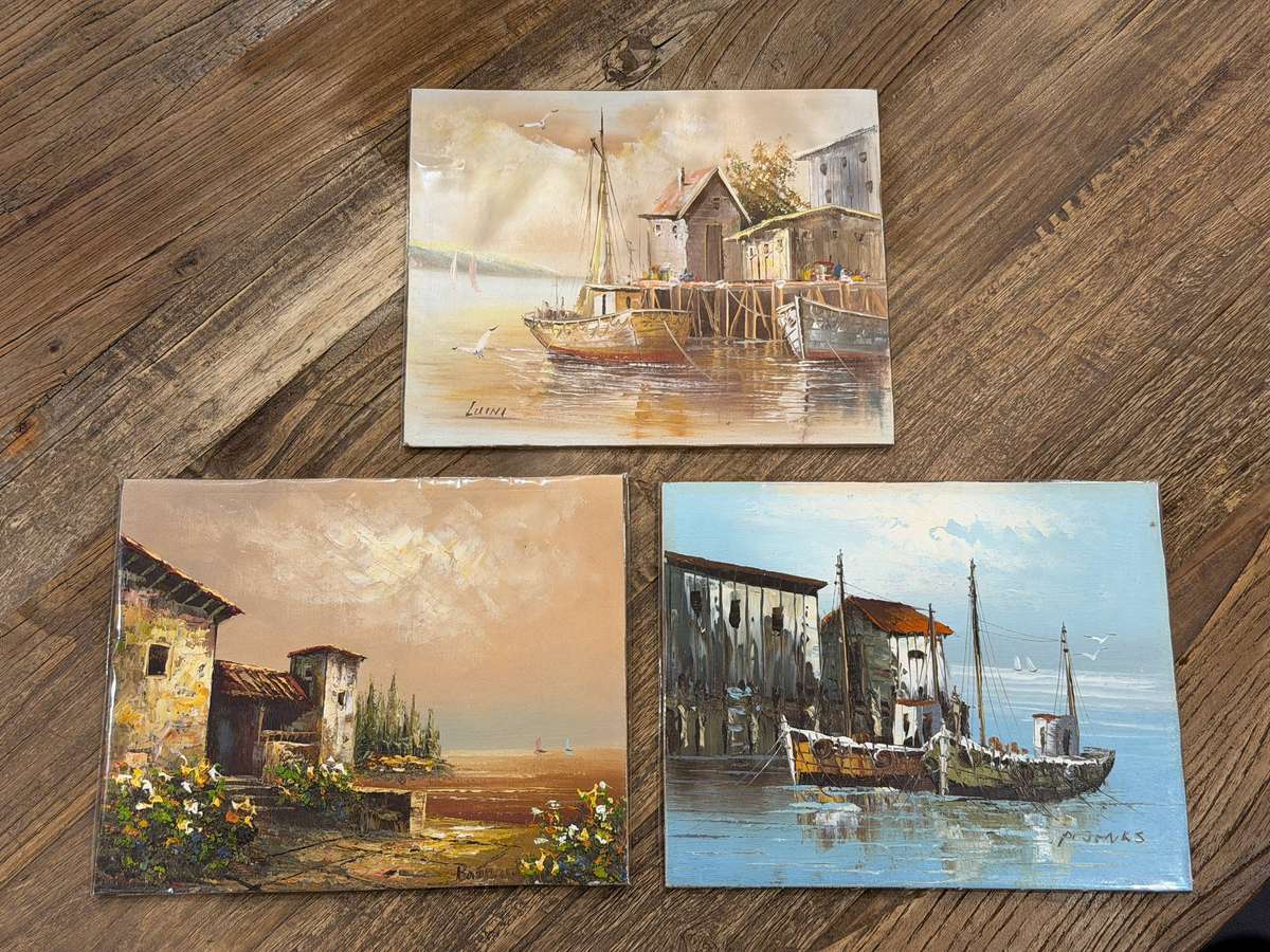 Vintage Oil On Board Paintings