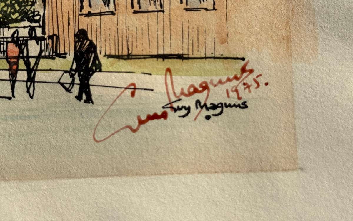 Guy Magnus  St Pauls Cathedral, London Hand-Coloured Original Print  Signed & Dated 1975