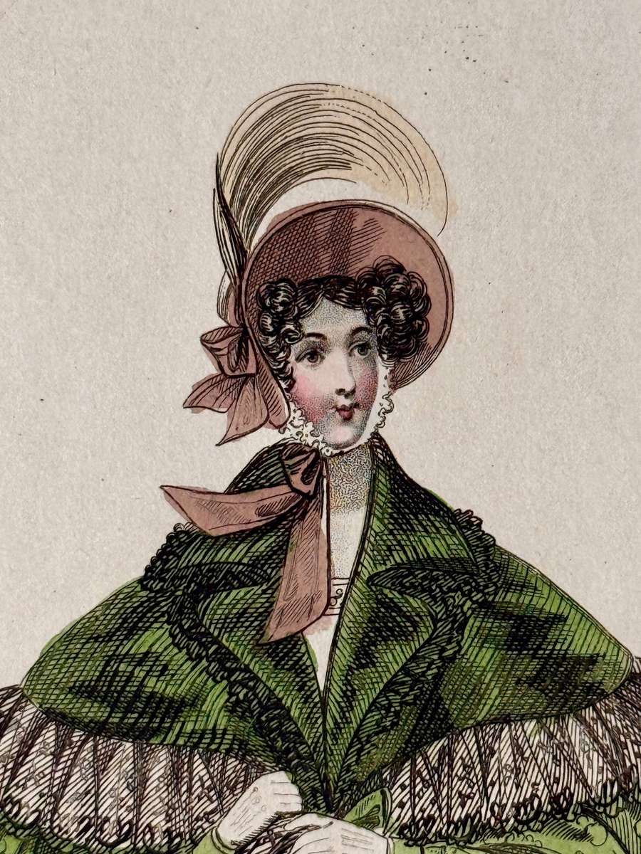 Original 1833 Fashion Print - Copper Plate Engraving  Hand-Coloured