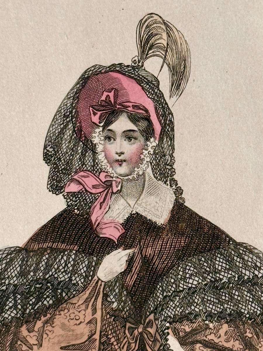 Original 1833 Fashion Print - Copper Plate Engraving  Hand-Coloured