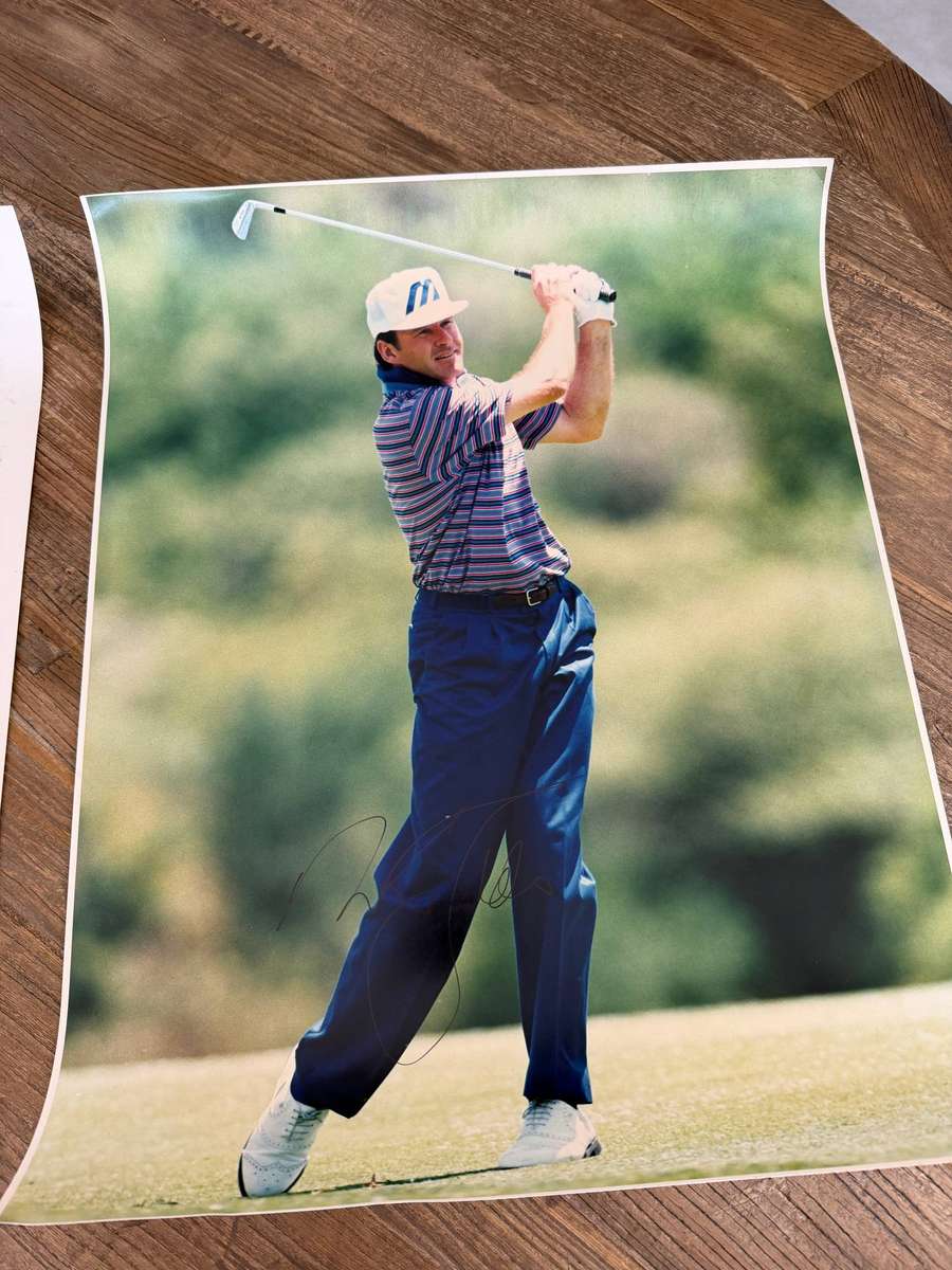 Pair of Original Hand-Signed Nick Faldo Golf Photographs - Large Format (48 × 61 cm)