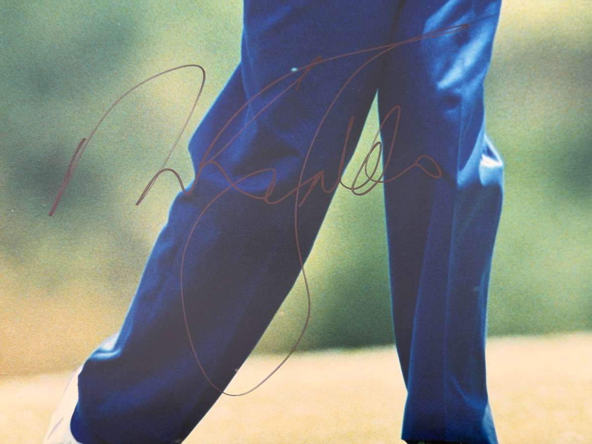 Pair of Original Hand-Signed Nick Faldo Golf Photographs - Large Format (48 × 61 cm)