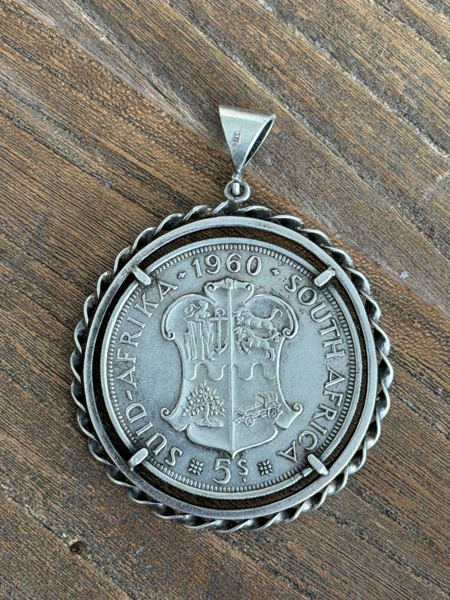 1960 South Africa Union 5 Shilling Silver Coin Pendant
