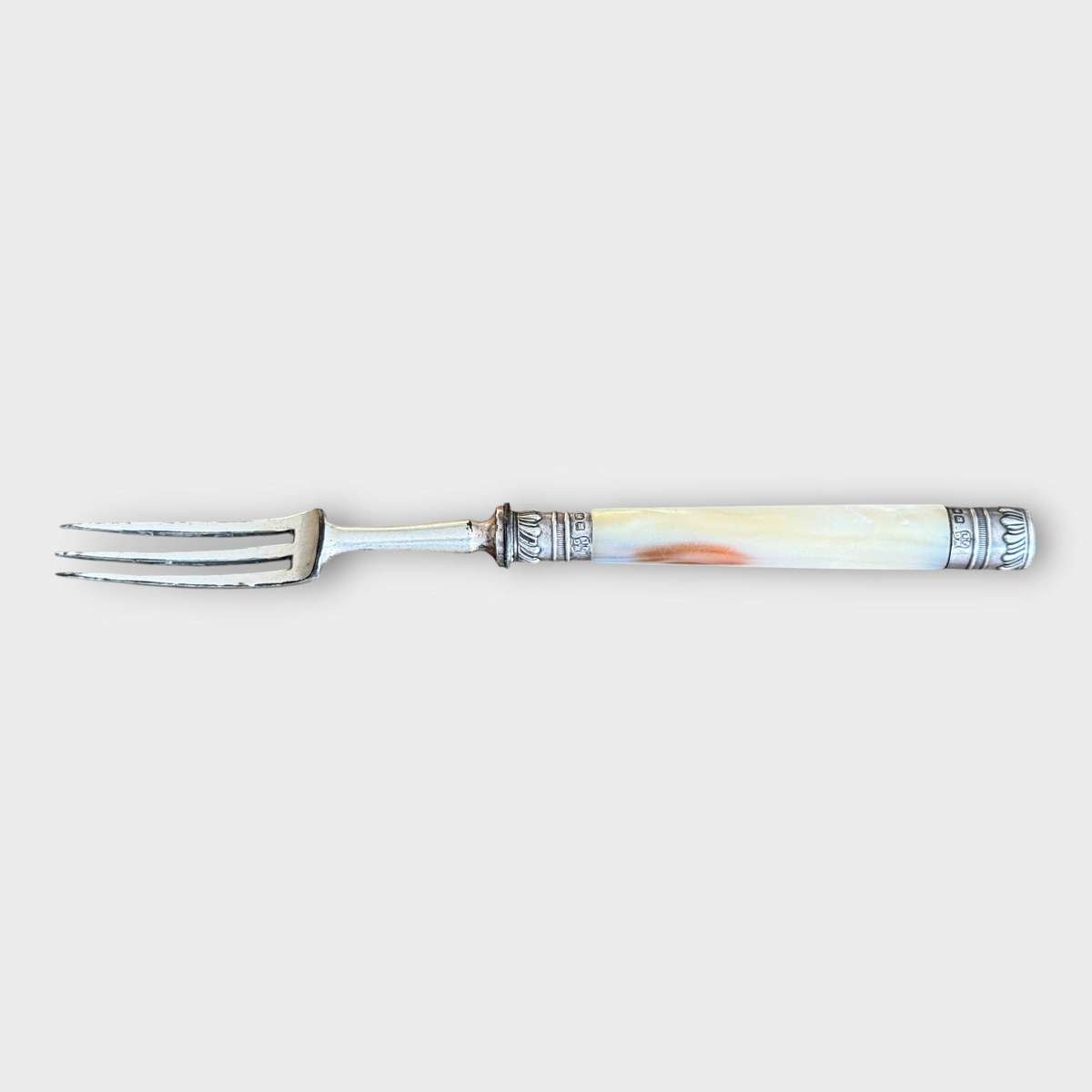 Fine Victorian Mother of Pearl Dessert Fork  Goldsmiths & Silversmiths Co. (1898)