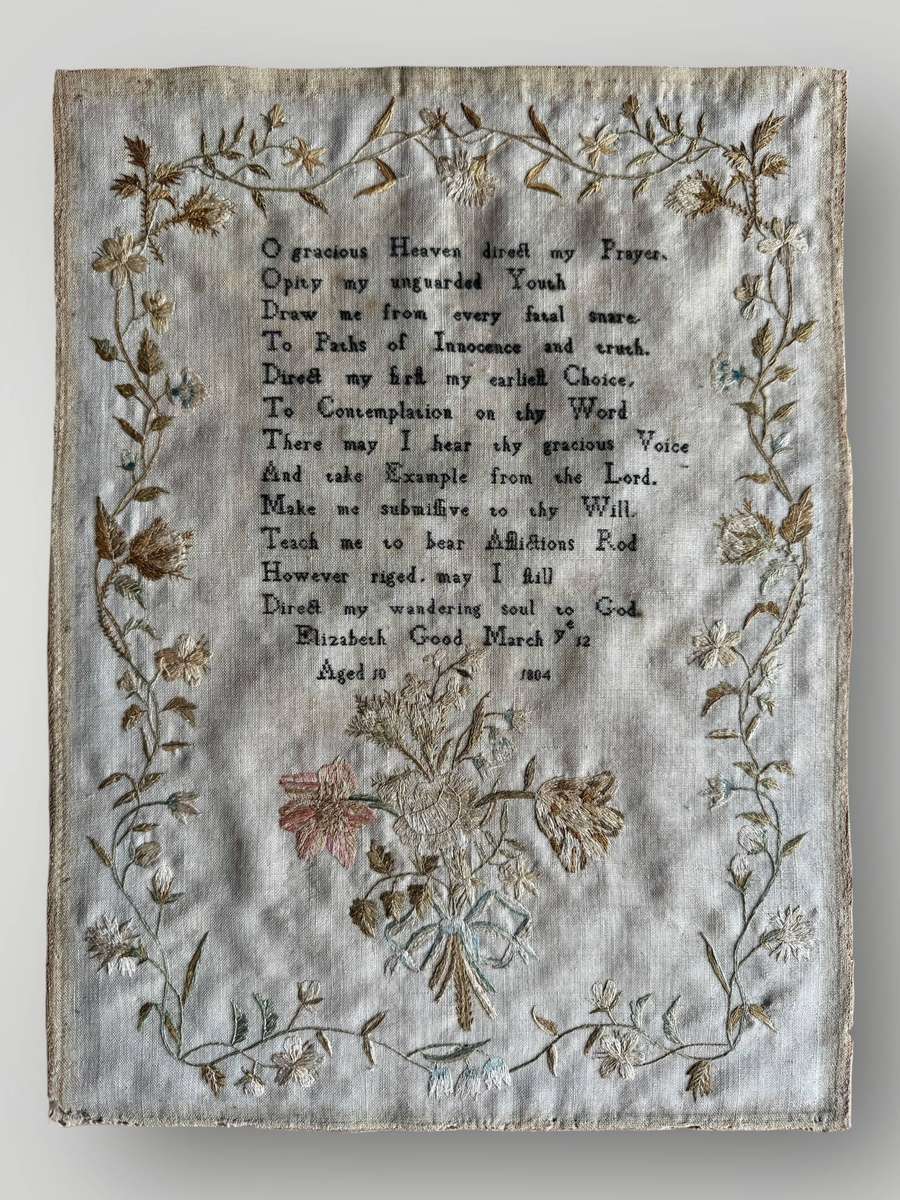 Embroidered Verse Sampler by Elizabeth Good, Dated 1804 (R 10 000 - R 18 000)