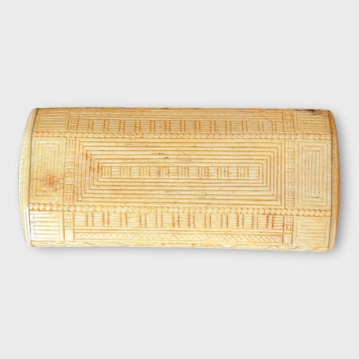 French Carved Bone Snuff Box, c. 1820 to 1860