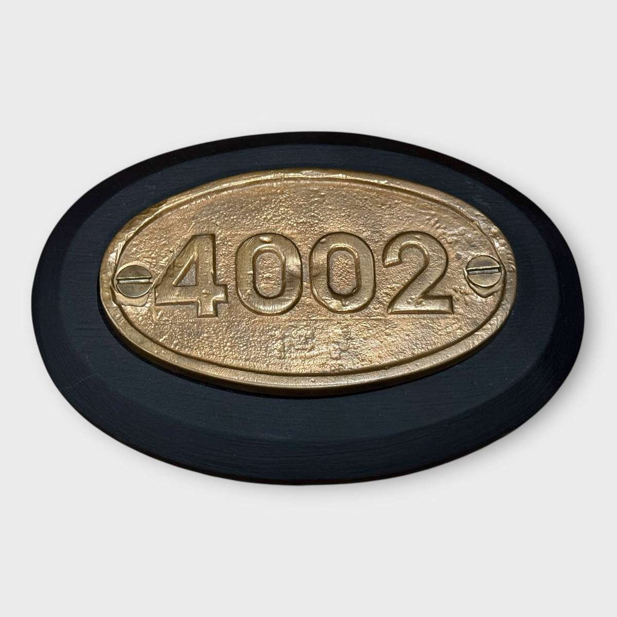 Rare Brass Steam Train Number Plate  4002  With Provenance