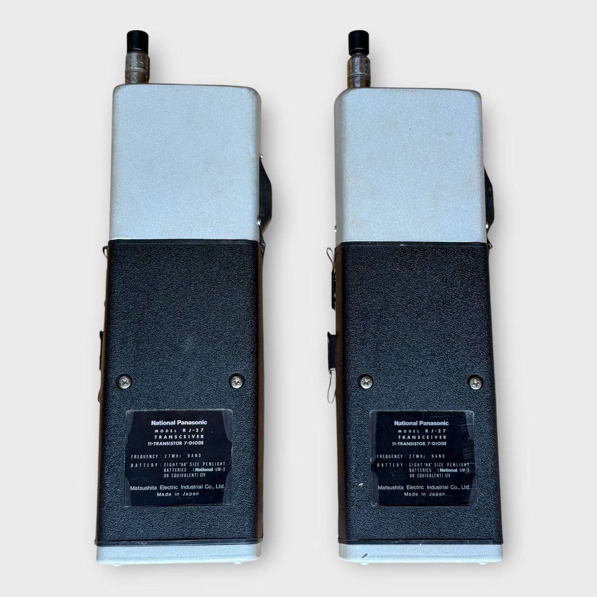Pair of Working Vintage National Panasonic RJ-27 Walkie-Talkies  27 MHz, Made in Japan (1960s)