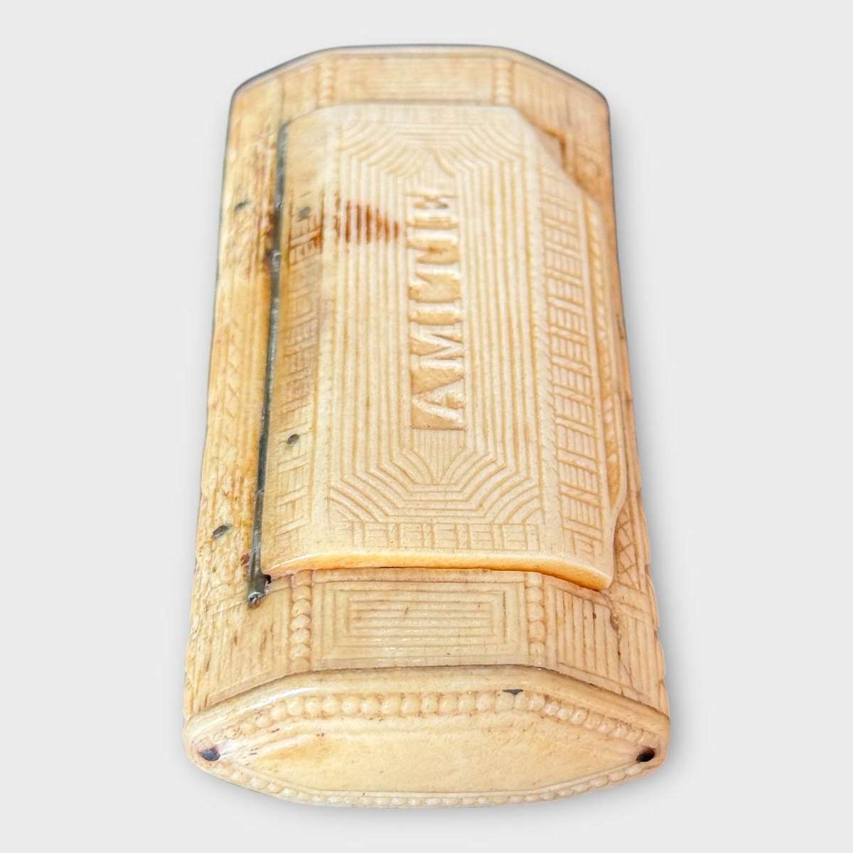 French Carved Bone Snuff Box, c. 1820 to 1860