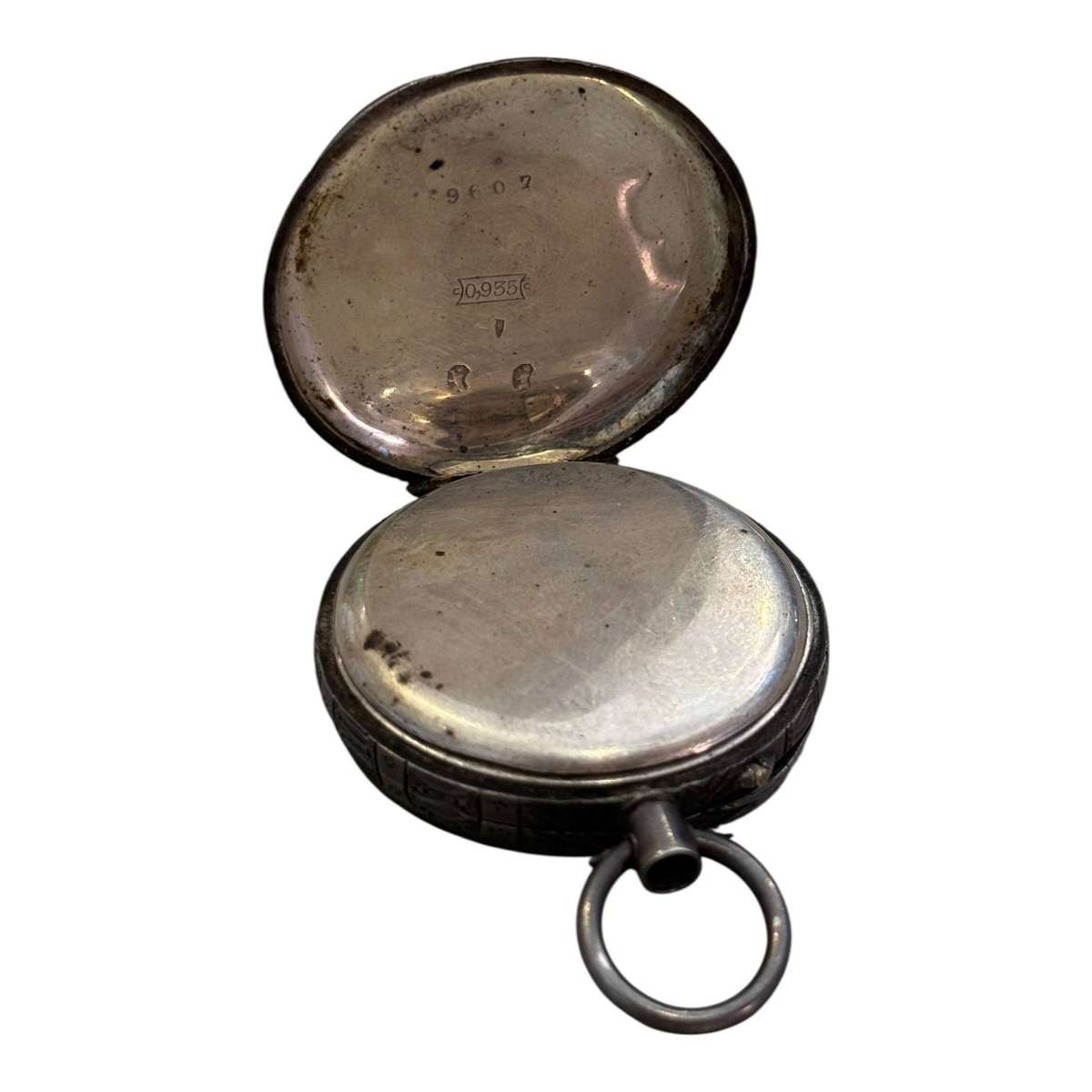 Antique Pocket Watch 0.935 Silver Enamel & Gold Dial 31.5 grams