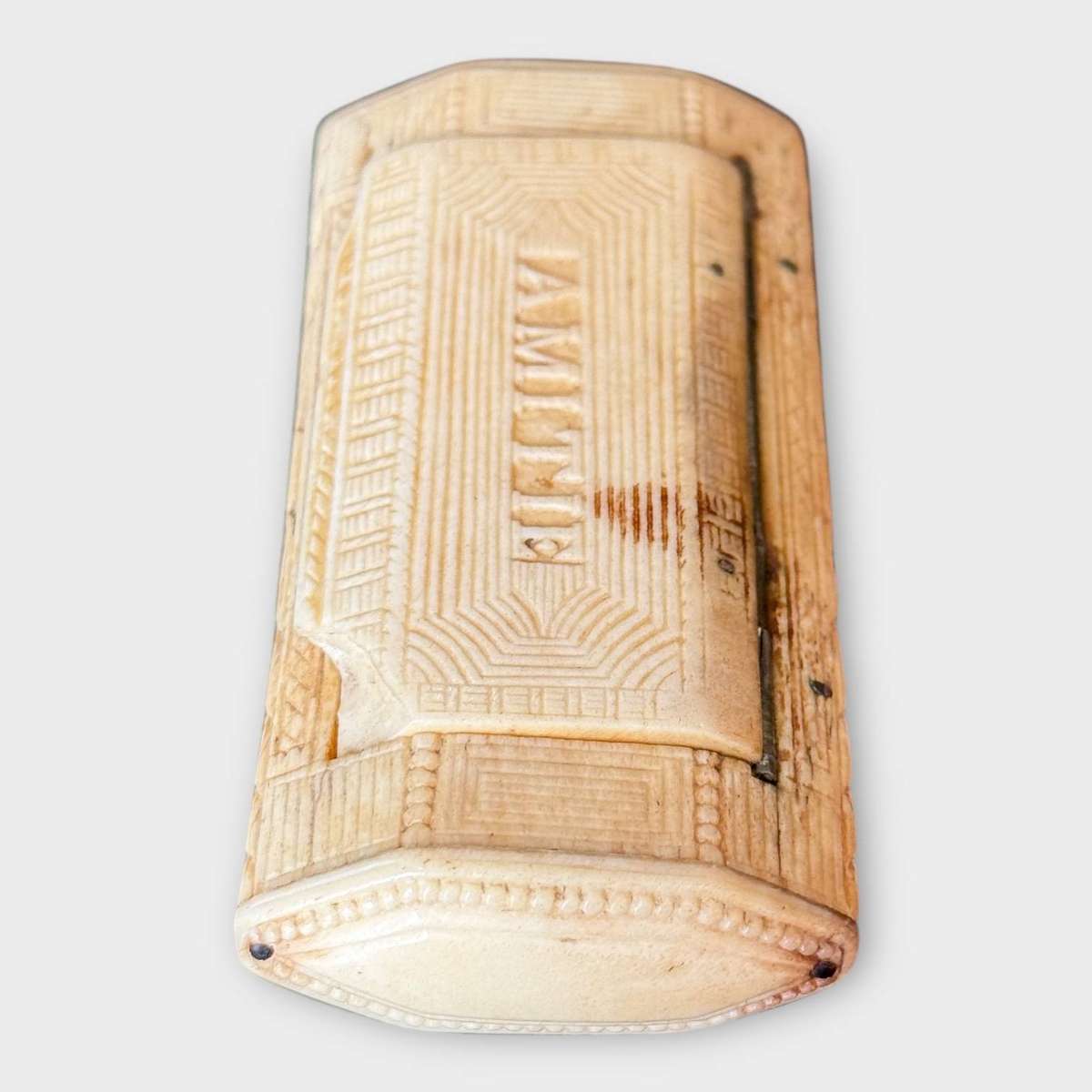 French Carved Bone Snuff Box, c. 1820 to 1860