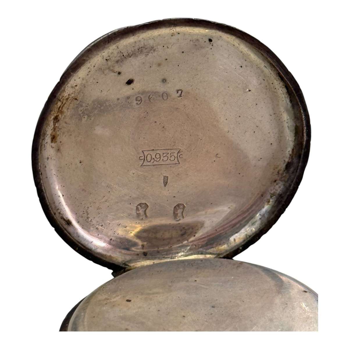 Antique Pocket Watch 0.935 Silver Enamel & Gold Dial 31.5 grams