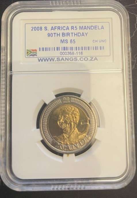 2008 Nelson Mandela 90th Birthday Coin in enclosure