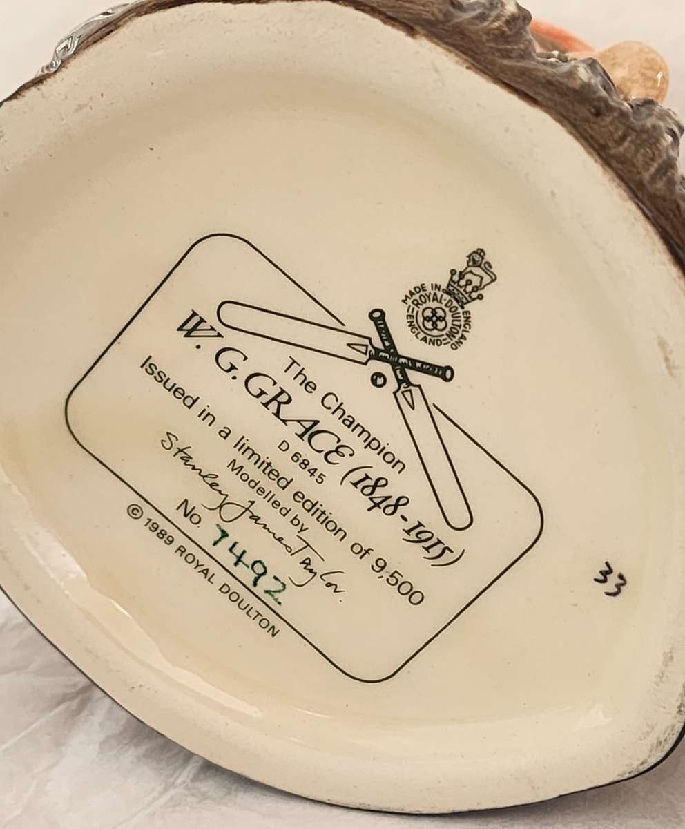 W G Grace Small Toby Jug D6845 7492/9500 Limited Edition -seldom seen CRICKETEER-LTD ROYAL DOULTON