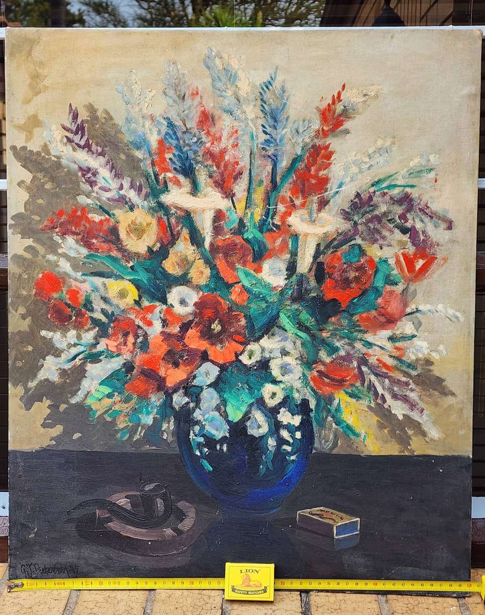 FLOWERS in VASE- beautiful majestic bright eye-catching flower display-OIL PAINTING on CANVAS