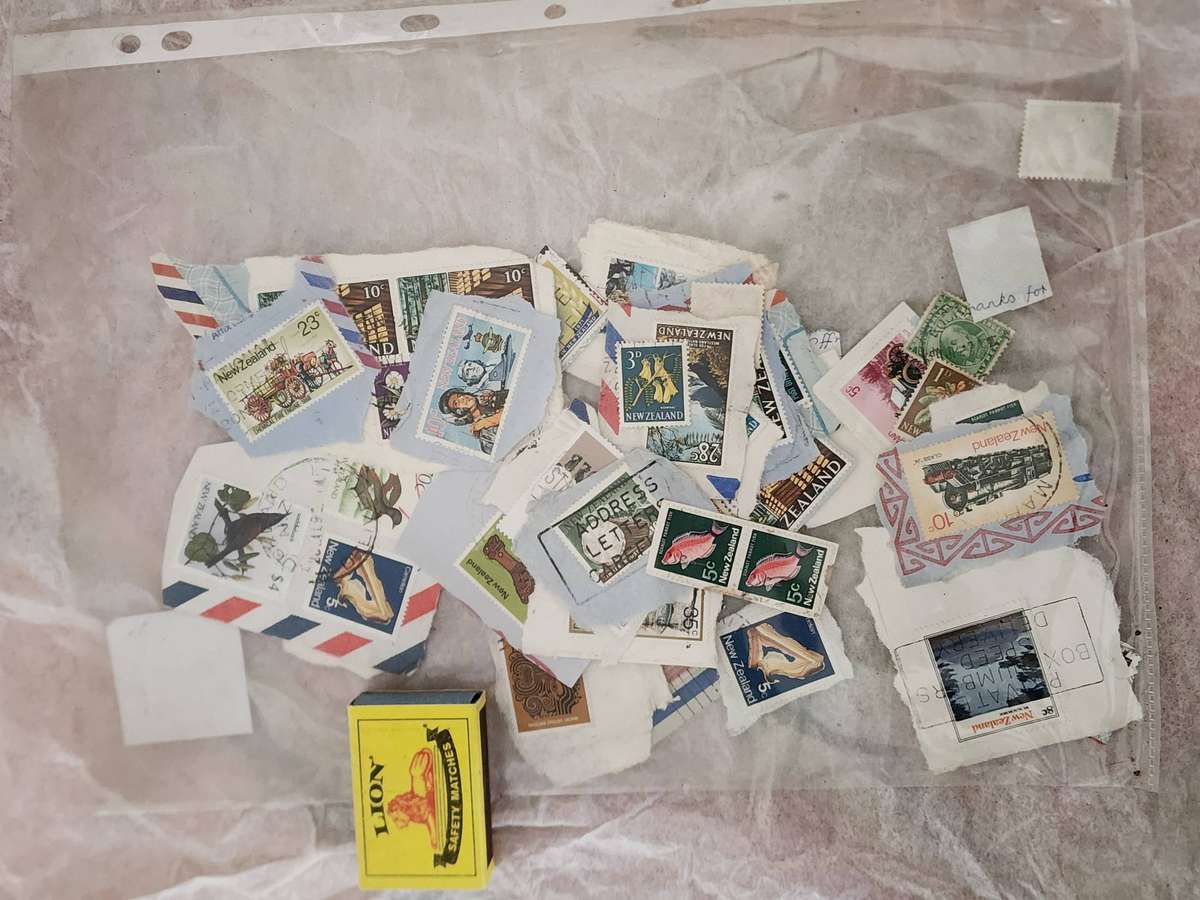 STAMPS-Bulk lot in packet (7) Mostly NEW ZEALAND -great sort through unchecked lot, bargain!