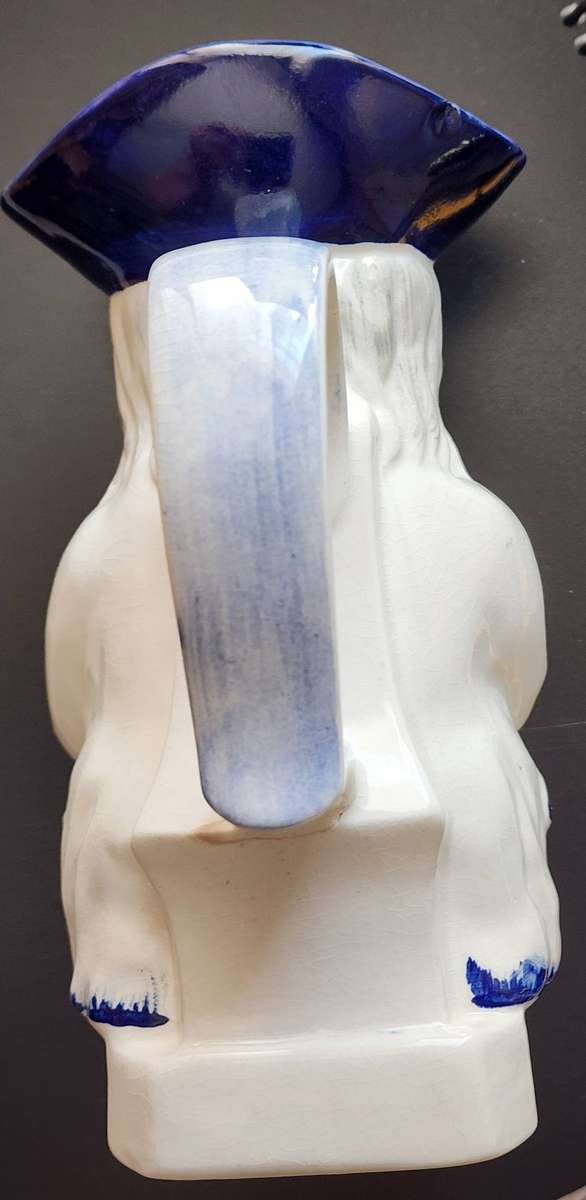 Vintage -very scarce, rare "Wood and Sons" Blue & white Toby Jug - 15cm high,9cm Square