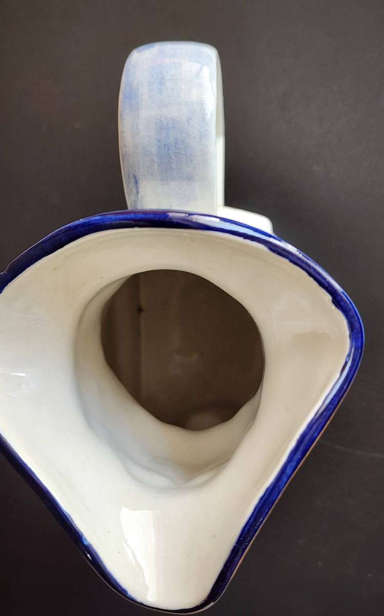 Vintage -very scarce, rare "Wood and Sons" Blue & white Toby Jug - 15cm high,9cm Square