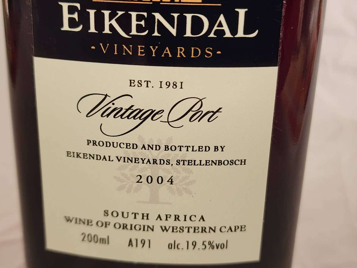 EIKENDAL 2004 VINTAGE PORT 200 ml bottle, LIMITED -seldom seen or offered, a majestic port, WOW!