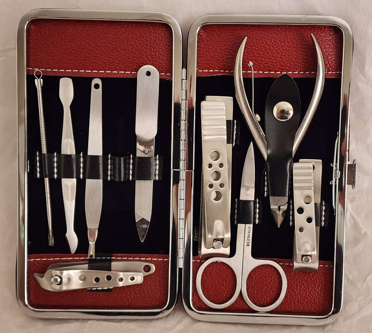9 PC Personal MANICURE set, Stainless steel, in box- magnificent quality set, SO STYLISH