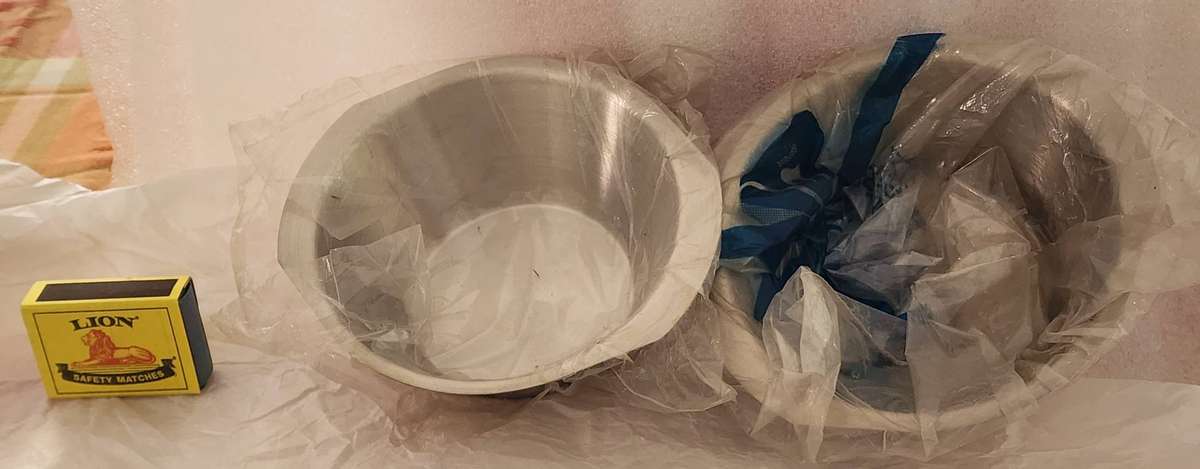 AMC Silver utility BOWLS - pair of stainless-steel brand new- Beautiful functional items! (2) WOW!