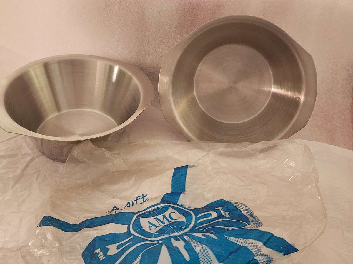 AMC Silver utility BOWLS - pair of stainless-steel brand new- Beautiful functional items! (2) WOW!