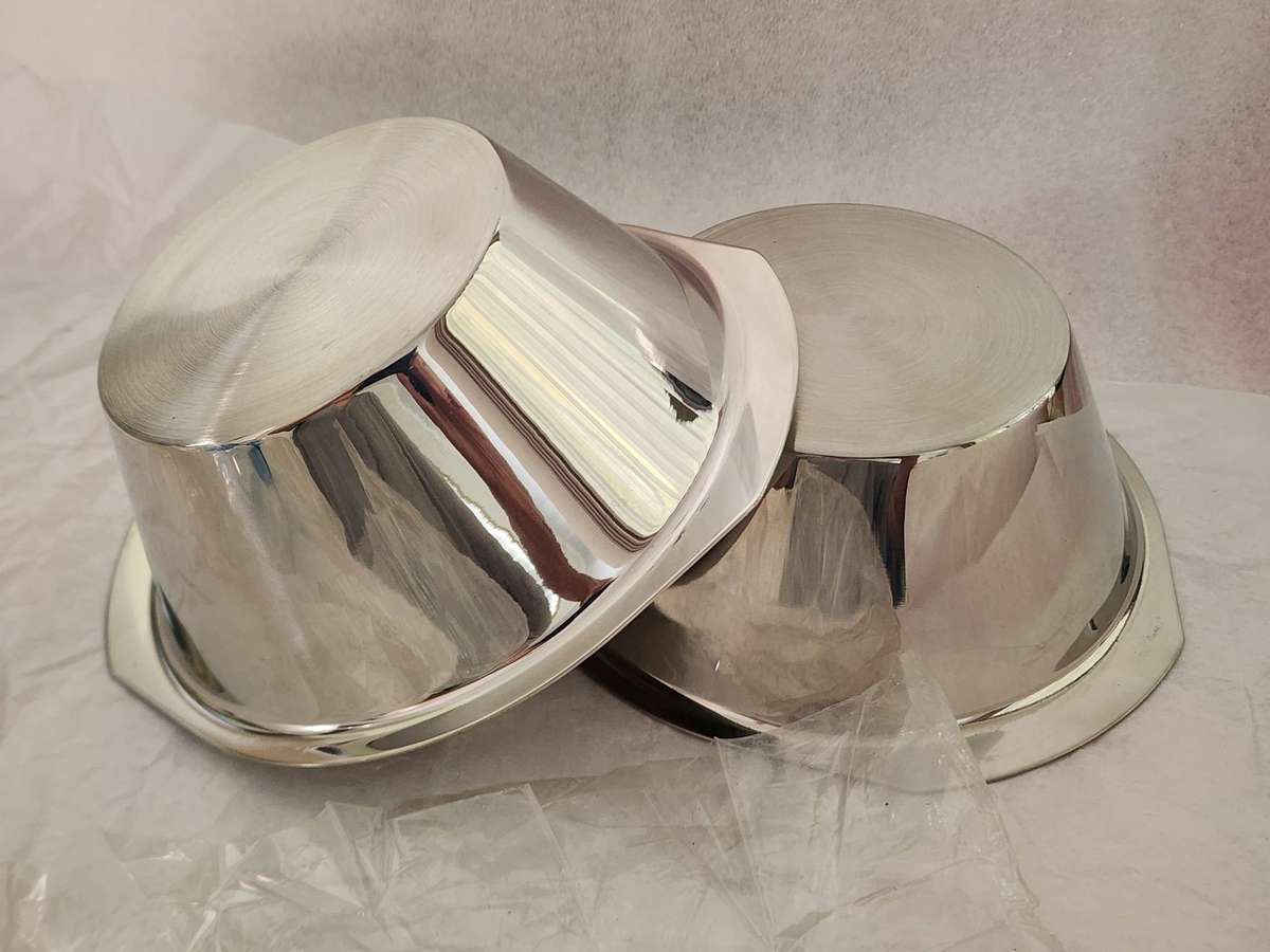 AMC Silver utility BOWLS - pair of stainless-steel brand new- Beautiful functional items! (2) WOW!