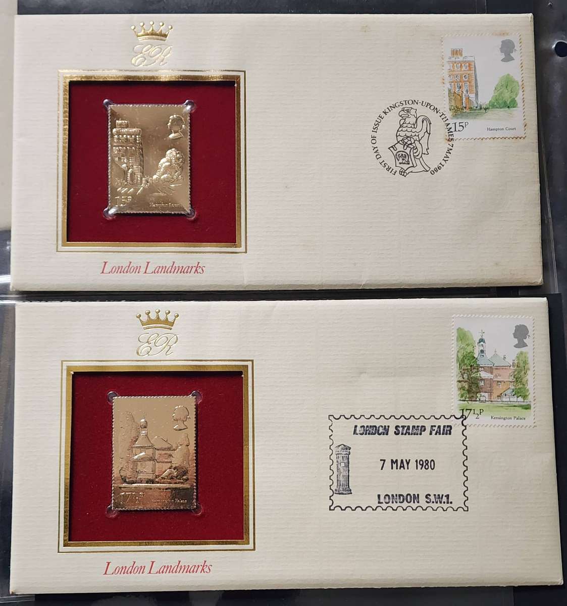 STAMPS - GB FDC's (5) London 1980 with 22 Ct GOLD stamps- amazing and wonderful bargain, scarce (5)