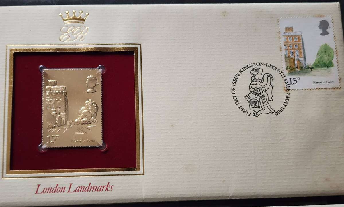STAMPS - GB FDC's (5) London 1980 with 22 Ct GOLD stamps- amazing and wonderful bargain, scarce (5)