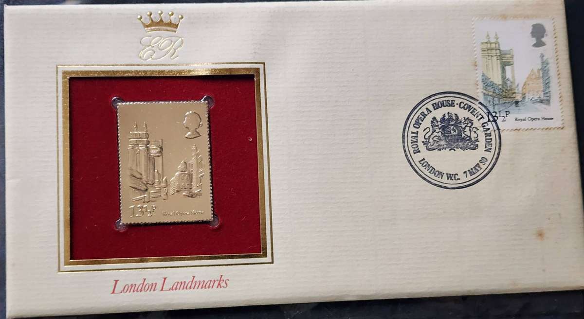 STAMPS - GB FDC's (5) London 1980 with 22 Ct GOLD stamps- amazing and wonderful bargain, scarce (5)